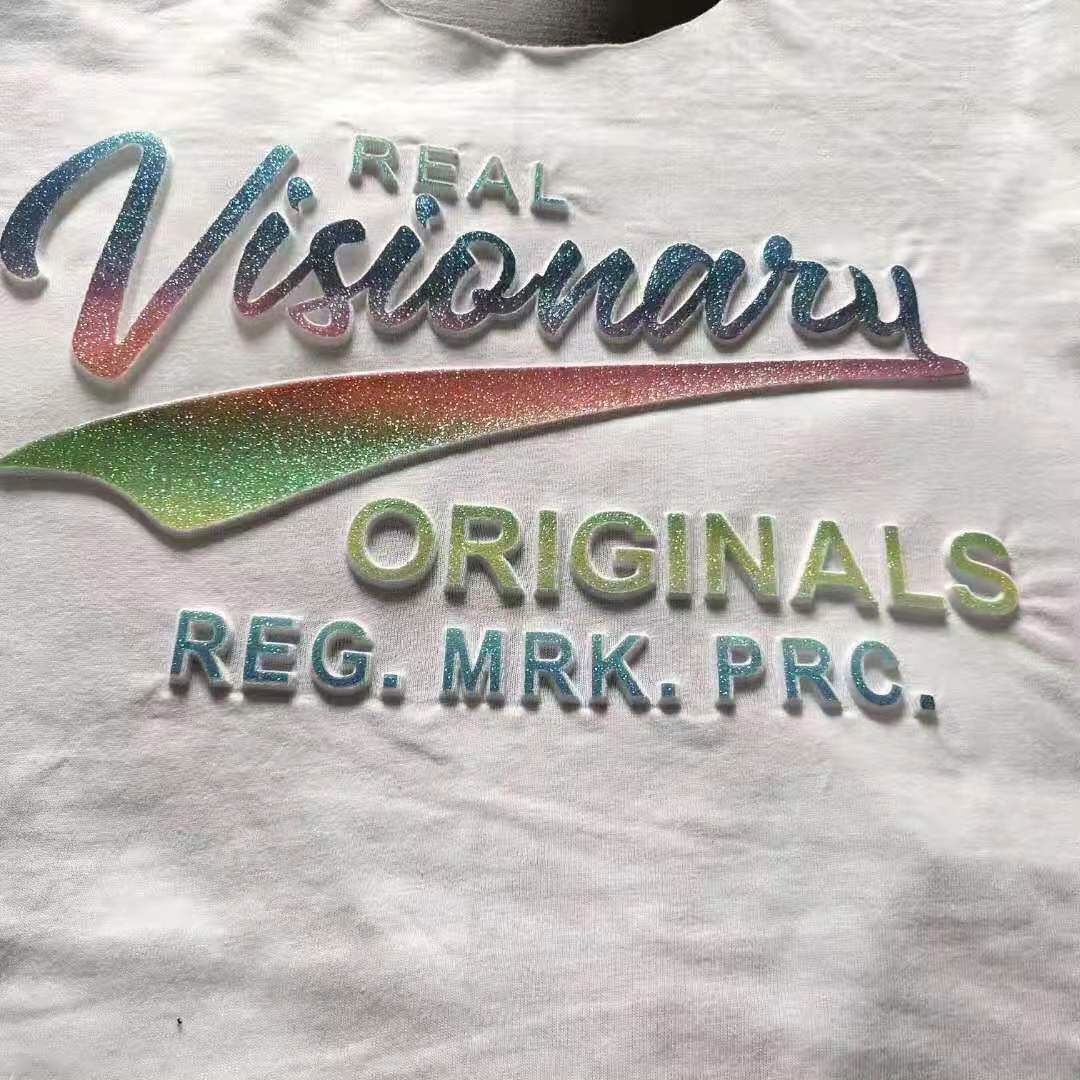 Embossed Print With Reflective Powder Mixed Silicone Ink